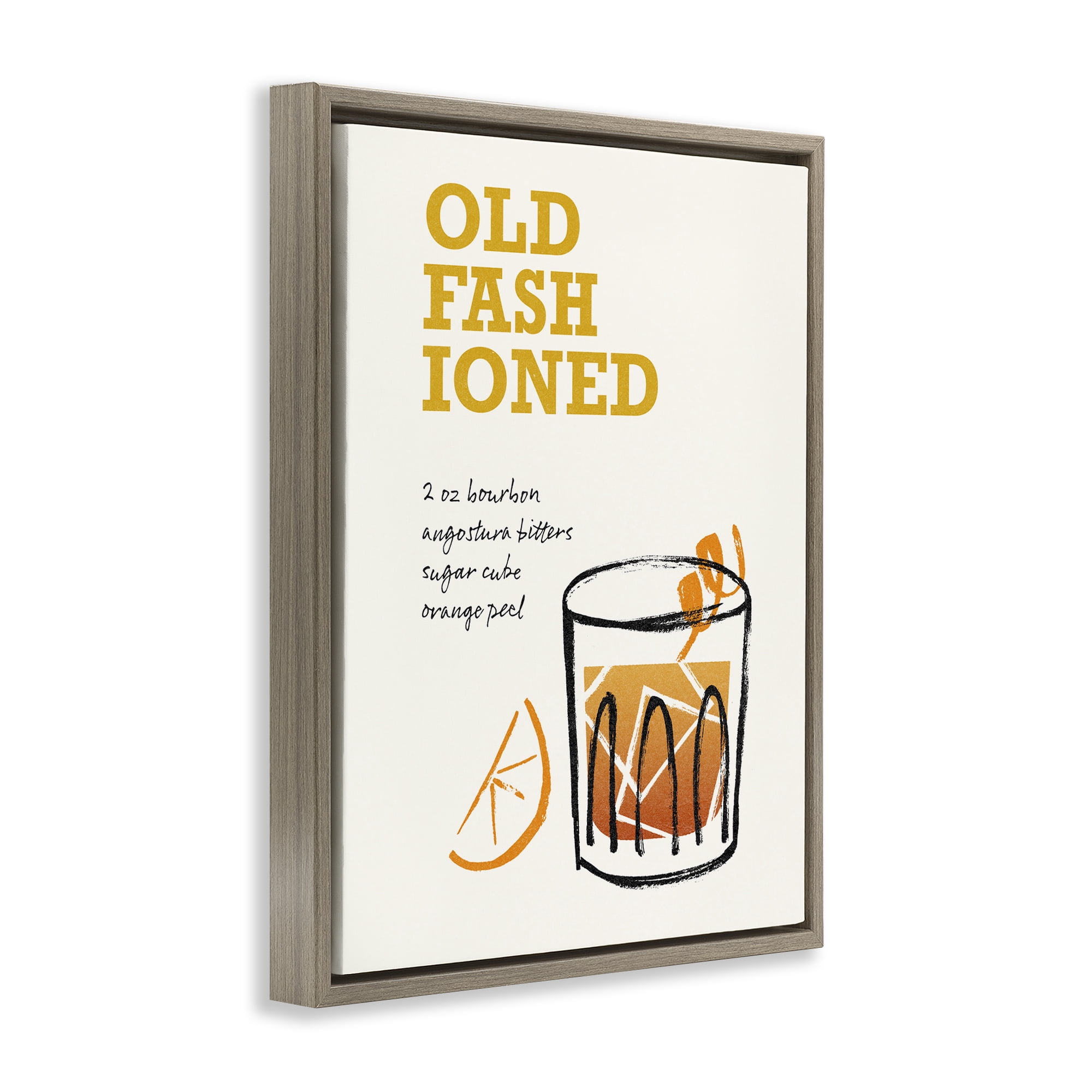 Stupell Industries Old Fashioned Recipe Food & Beverage Painting Brown Floater Framed Art Print Wall Art, 17 x 21