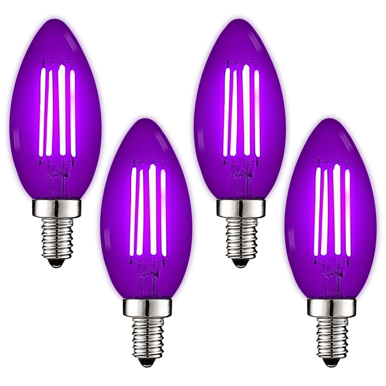 Luxrite E12 LED Filament Purple Light Bulbs, 4.5W=40W, Colored Glass