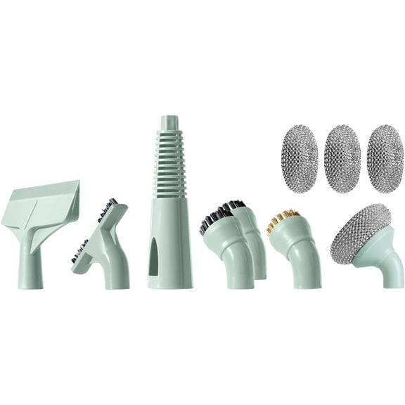 11 Pieces Replacement Accessories for All-in-1 Steam Mop & Detachable Handheld Cleaner NB602N, Brass, Gap, Nylon, Magic Brushes, Steam Jet Nozzle and Squeegee (Mint Green 11pcs)