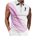 thumbnail image 2 of Dolkfu Collared True Classic&nbsp;Tees&nbsp;Men Golf Sleeveless Mesh Purple Tops Quarter Zip Patchwork Modern Leisure Fashion Turndown Collar Tank Top Purple,M, 2 of 5
