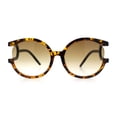 thumbnail image 5 of Womens Unique U Arm Round Exposed Lens Minimal Designer Sunglasses Tortoise - Brown, 5 of 8
