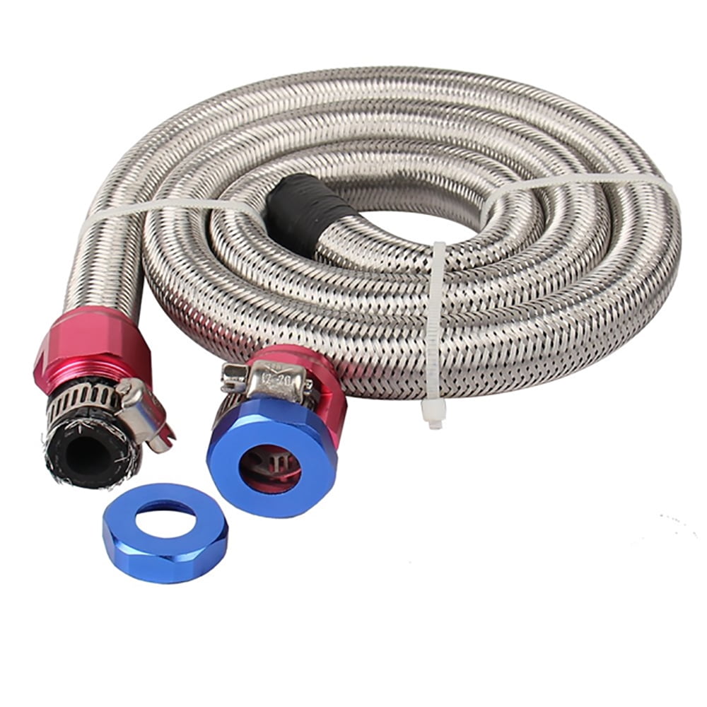 3/8" Fuel Line Hose 3 ft. Braided Stainless Steel Flex Gas Oil Fuel