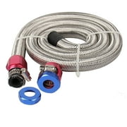 3/8" Fuel Line Hose 3 ft. Braided Stainless Steel Flex Gas Oil Fuel Line Hose with Clamps 6AN
