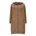 thumbnail image 5 of Hilenly Womens Long Zip Up Hoodies Tunic Sweatshirt Dress Comfortable Fall Jacket with Pockets, 5 of 9
