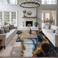 thumbnail image 4 of Navy Blue Brown Large Area Rugs for Bedroom Living Room, Soft Non Slip Carpet Bedside Rug, Luxury Modern Art Abstract Rectangular Floor Cover Kitchen Accent Rug 5'x7' for Dining Room/Office, 4 of 9