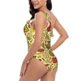 thumbnail image 4 of Sikiie Fruits And Vegetables Print Women One Piece Swimsuits Tummy Control One Shoulder Bathing Suits Ruffle Swimwear, From S to XXL-Large, 4 of 6