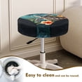 thumbnail image 4 of Renewold Sea Turtle Plumeria Teal Stool Covers Washable Stretch Round Bar Stool Covers Pub Counter Stool Chair Slipcovers for 12-14 Inch Cushion, 2 Pack, 4 of 6