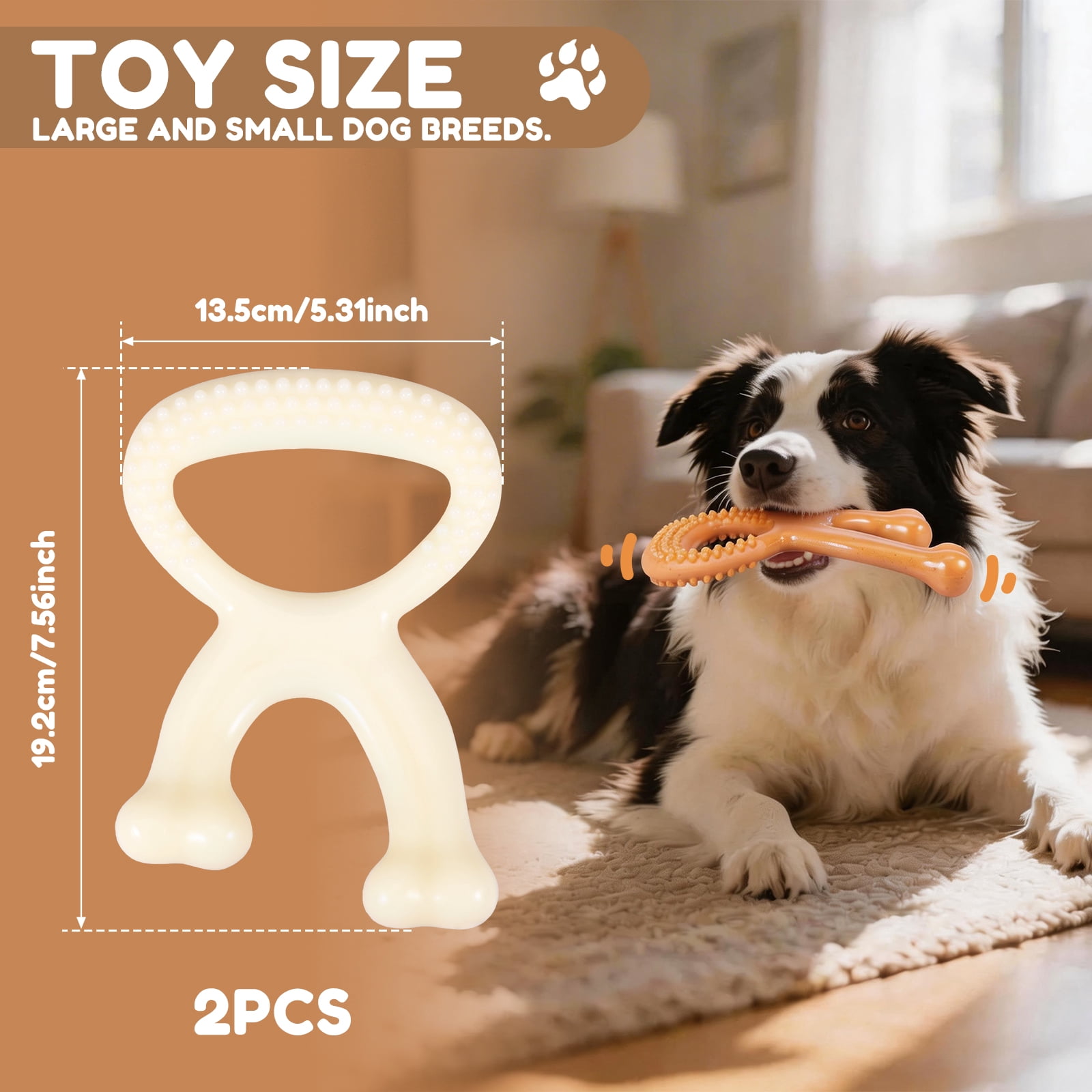 2 Pack Durable Dog Chew Toy for Aggressive Chewers Indestructible Nylon Bone Dental Care Teeth Cleaning Chew Toy for Small Medium and Large Dogs Keep Them Busy Irresistible Beef Flavor