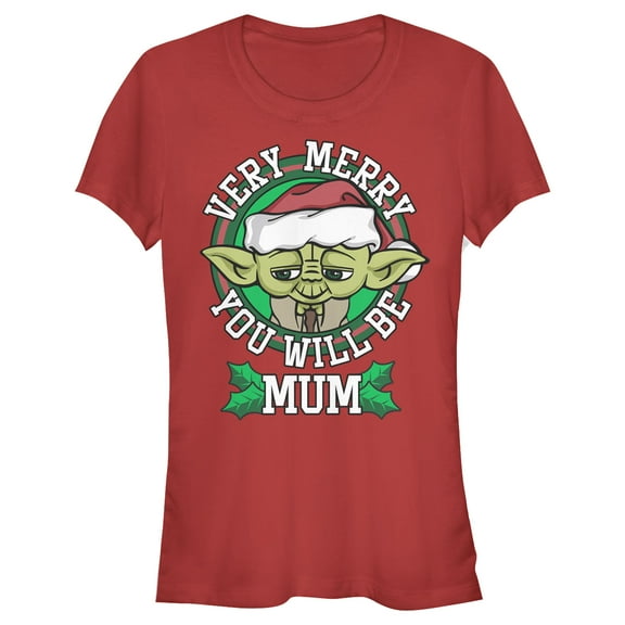 Junior's Star Wars Merry Christmas Mum  Graphic Tee Red 2X Large