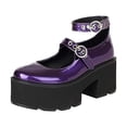thumbnail image 2 of Sandalias de tacón alto grueso a la moda para mujer, sandalias con correa en el tobillo de Color sólido, hebilla de cinturón de estilo británico, uniforme de estudiante, zapatos de cuero barnizado Wmkox8yii  hfjk2046, 2 of 3