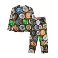thumbnail image 2 of Junzan Beer Caps Print Womens Pajama Sets,Long Sleeve Button Down For Women Pjs 2 Piece, 2 of 9