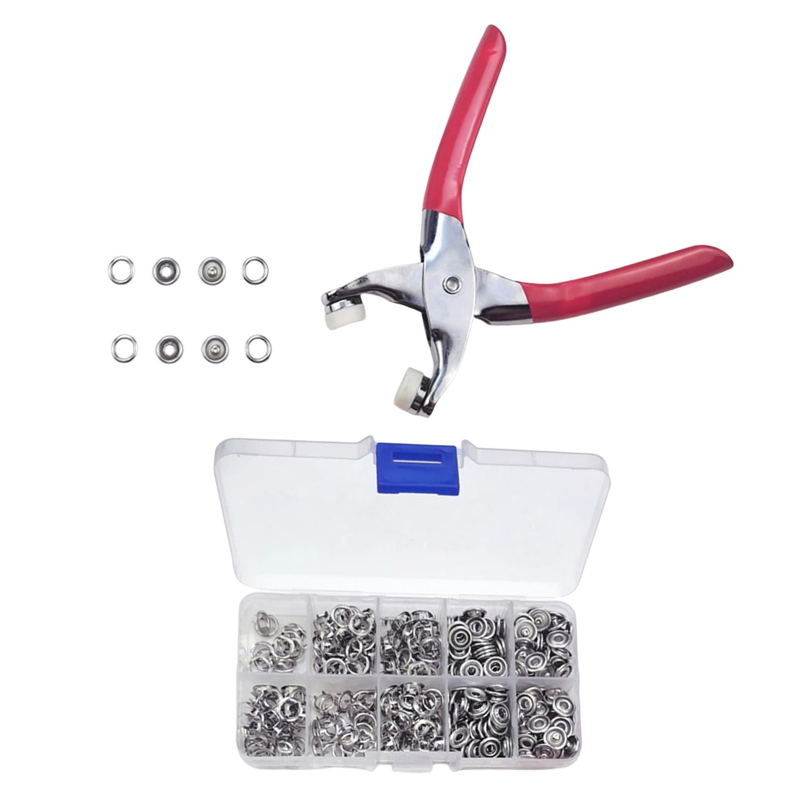 100 Sets Snaps Buttons with Fastener Pliers Press Studs Hollow Solid Prong 9.5mm for Clothing Hats Crafting Sewing Jeans
