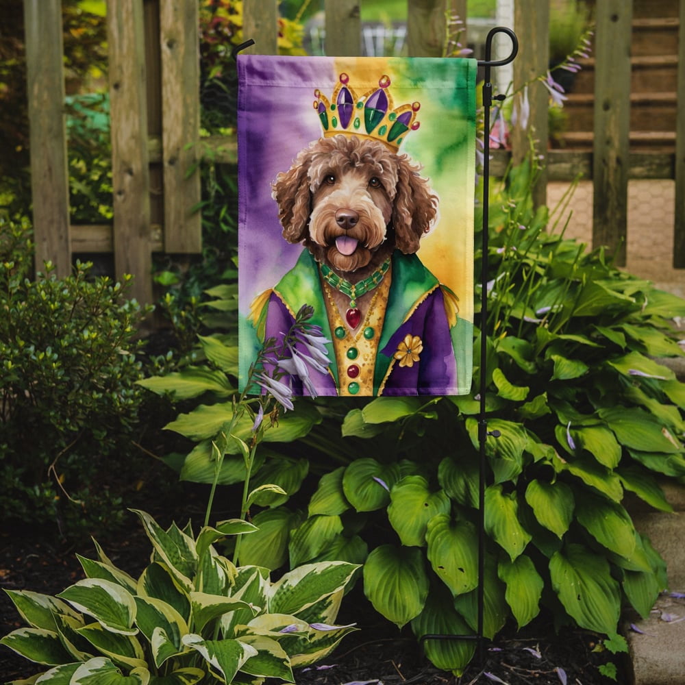 Labradoodle King of Mardi Gras Garden Flag 11.25 in x 15.5 in