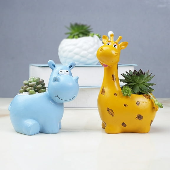 Mobutofu Resin Cartoon Animal Flower Pot Multi 1Pcs 6.1x3.9in