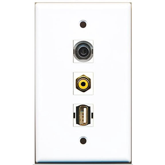 RiteAV - 1 Port RCA Yellow and 1 Port USB A-A and 1 Port 3.5mm Wall Plate