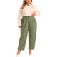 thumbnail image 2 of Conjuntos de trabajo de oficina para mujeres de talla grande Agnes Orinda, pantalones de negocios casuales rectos de cintura alta con bolsillo 3X en verde ejército, 2 of 6