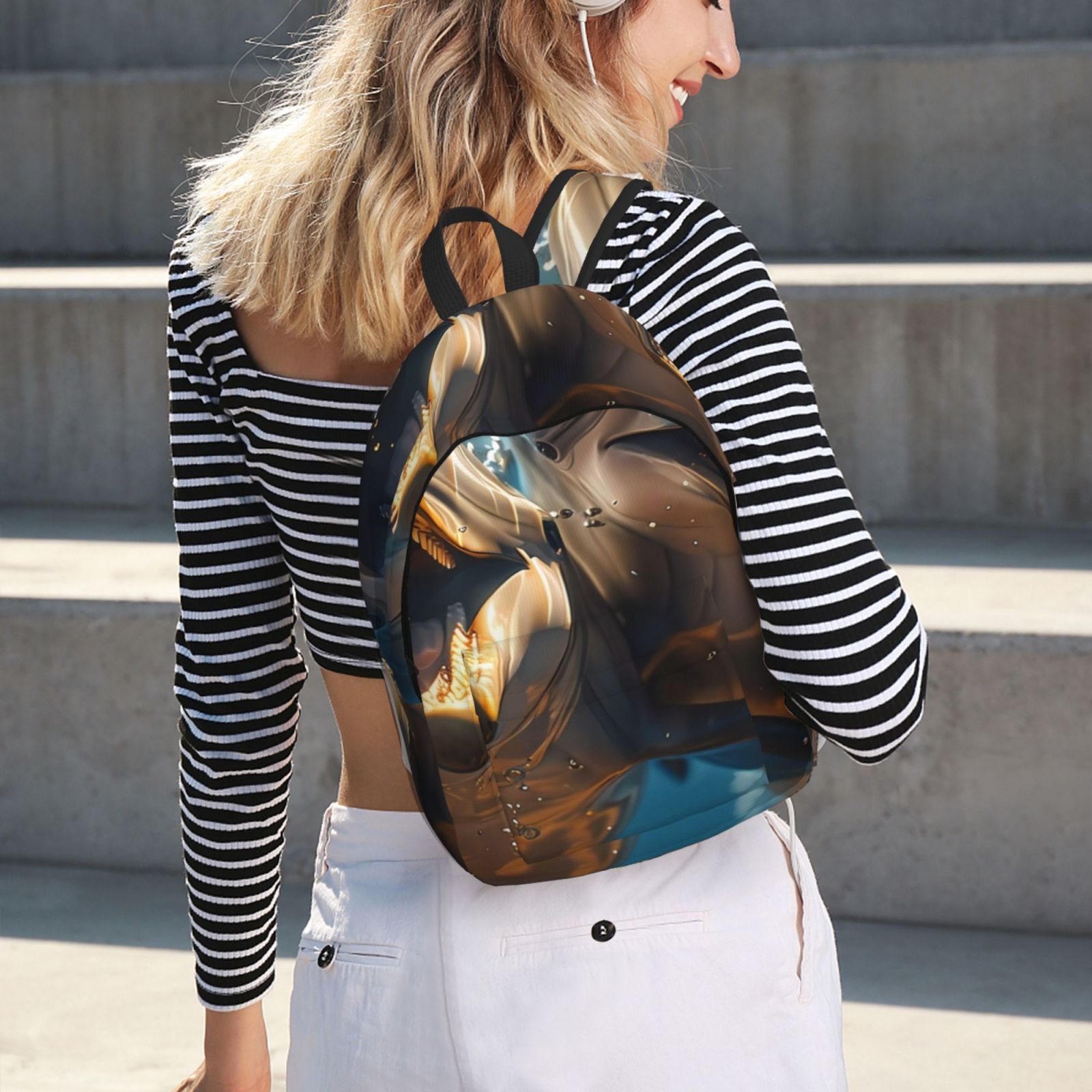 Rateoe Playful Dolphins Underwater Pattern Canvas College Laptop Backpack,Travel Daypack,Durable Rucksack Travel Notebook Bag School Backpack Book Bag for Men Women-Medium