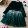 thumbnail image 7 of Kuleyang Little Girls Dresses Tutu Long Sleeve Velvet Tulle Spring Princess Star Sequin Ruffle Holiday Party Birthday Dresses Green 5T(110), 7 of 7