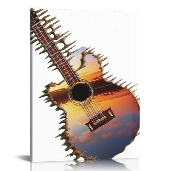 COMIO Guitar Wall Art Music Gifts For Men Metal Guitar Art Music Wall Decor Abstract Sunset Hanging Sign Guitars Player Gift For Music Lovers For Modern Home Bedroom Living Room Outdoor