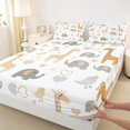 thumbnail image 3 of Manfei Zoo Animal Kids Twin Sheet Sets, Cartoon Elephant Giraffe Twin Fitted Sheet, Kawaii Love Heart Flat Sheet, Super Cozy Room Decor, 3-Piece, 3 of 7