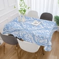 thumbnail image 5 of 60x60 Inch Tablecloth Polyester Square Tablecloth for Home Kitchen Dinner Decor Blue Elegant Geometric Design, 5 of 9