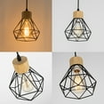thumbnail image 4 of KAYYELAMP H-type Track Pendant Light Black Metal Cage Shade Wood Base E26 Connection Adjusted Cord Track Pendant Light for Inclined Position Roof Room(No Bulb, Track), 4 of 7