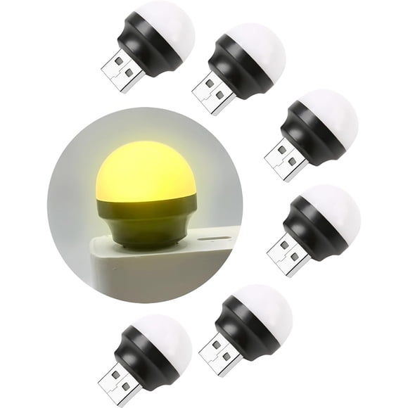 6pack USB plug - in night light, LED portátil USB Night Light bomb, mini USB LIGHT para niños, adultos, pasillos, dormitorios, baños, viajes