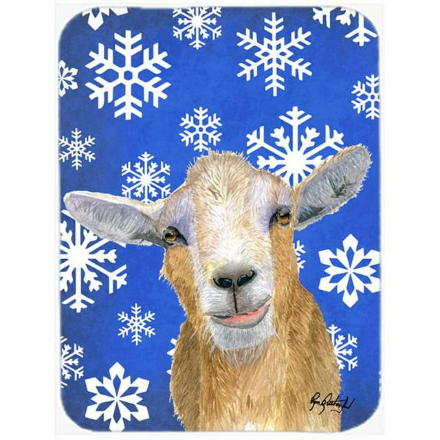 Carolines Treasures RDR3023LCB 15 X 12 In. Winter Snowflakes Goat Winter Glass Cutting Board Large Size