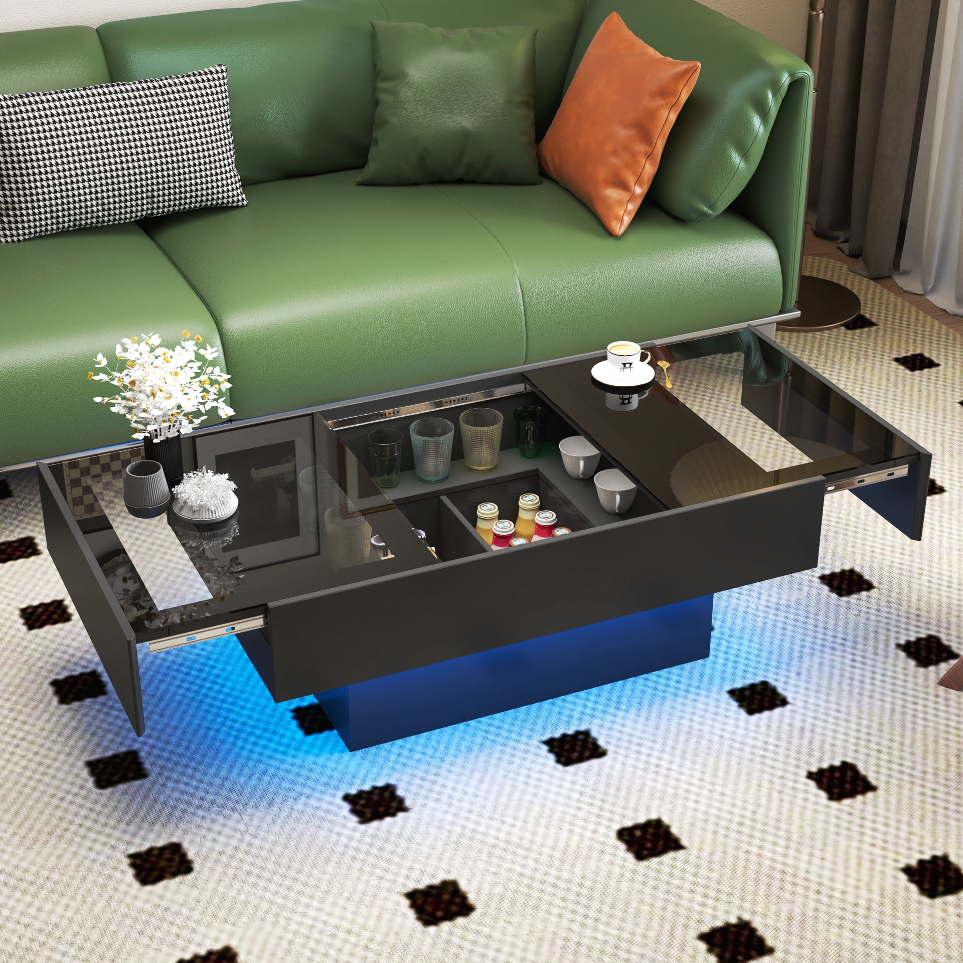 Coffee Table with Sliding Tabletop Hidden Storage Compartment Extendable, White