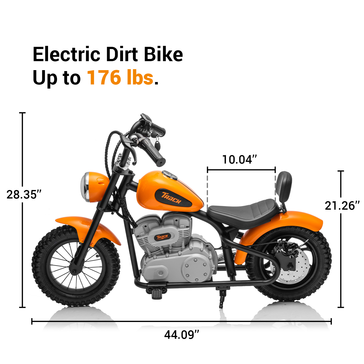 Track 7 36V Electric Dirt Bike, 350W Ride on Motorcycle with Twist Grip Throttle, Hand-Operated Brakes, Key Start, Off-Road Motocross Speed Up to 15 mph, Orange