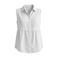 thumbnail image 7 of VBVC Women's V-Neck Sleeveless Peplum Blouse, Ladies' Collared Button Down Tank Top, Casual Breathable Summer Solid Shirt For Women,White,S-2XL, 7 of 7