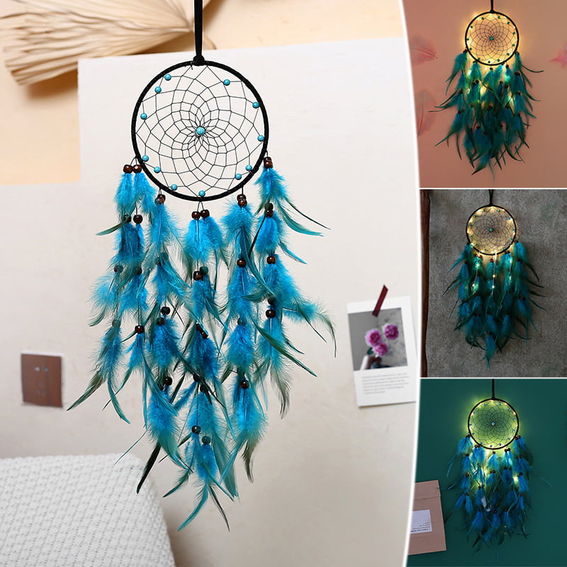 Blue Handmade Dream Catcher With Feather Home Wall Or Window Hanging Decoration 