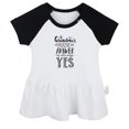 thumbnail image 1 of At Grandma's House Answer is Always Yes Funny Dresses For Baby, Newborn Babies Skirts, Infant Princess Dress, 0-24M Kids Graphic Clothes (Black Raglan Dresses, 6-12 Months), 1 of 4