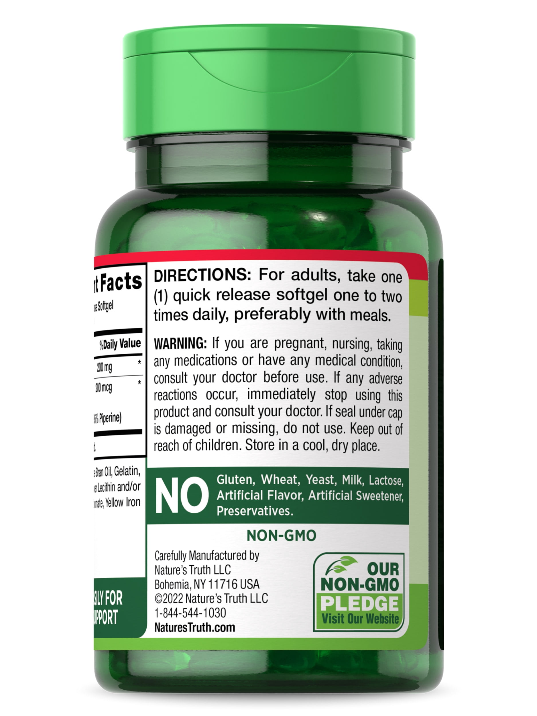 CoQ10 200 mg Softgels | 50 Count | Plus Black Pepper Extract | by Nature's Truth