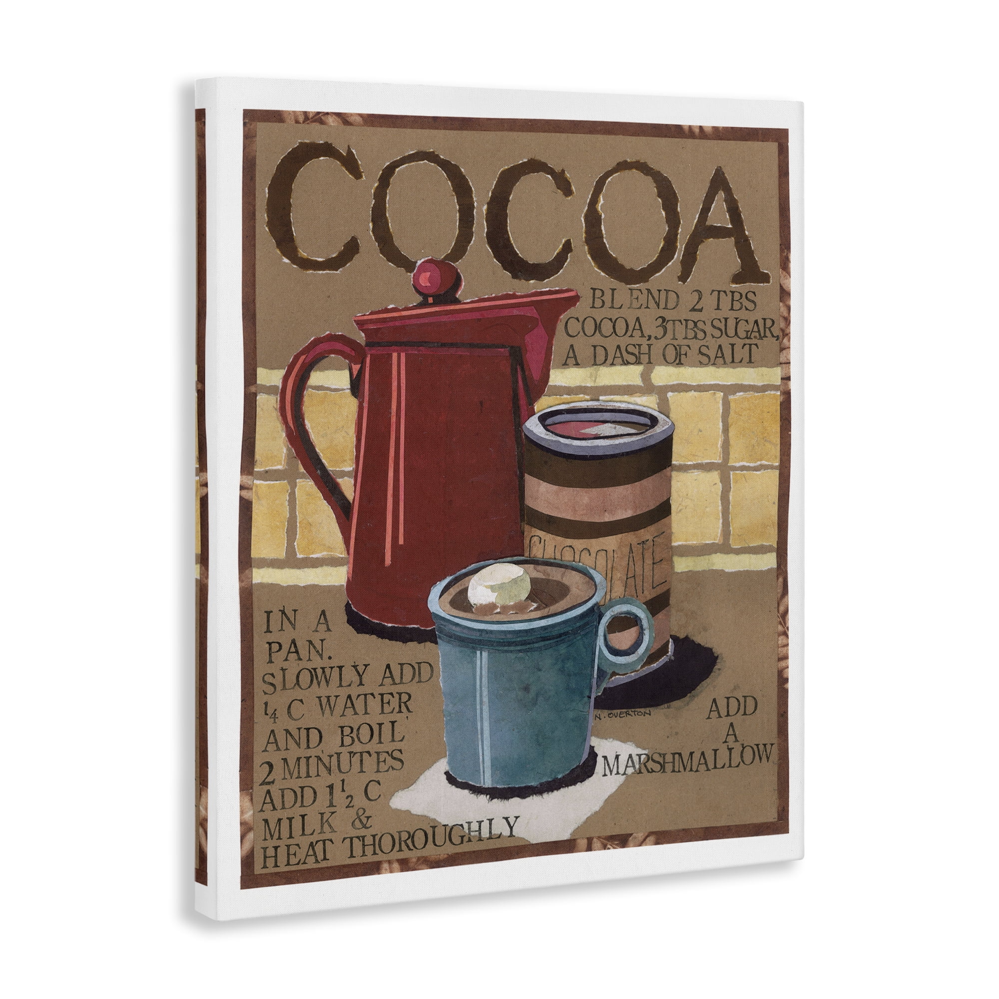 Stupell Industries Hot Cocoa Recipe Food & Beverage Painting Gallery Wrapped Canvas Art Print Wall Art, 16 x 20