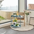 thumbnail image 6 of 2 Tier Round Side Table, Folding Metal End Tables Small Nightstand Accent Table with Two Removable Tray for Bedroom Living Room Bedside Small Spaces Blue Gray, 6 of 19