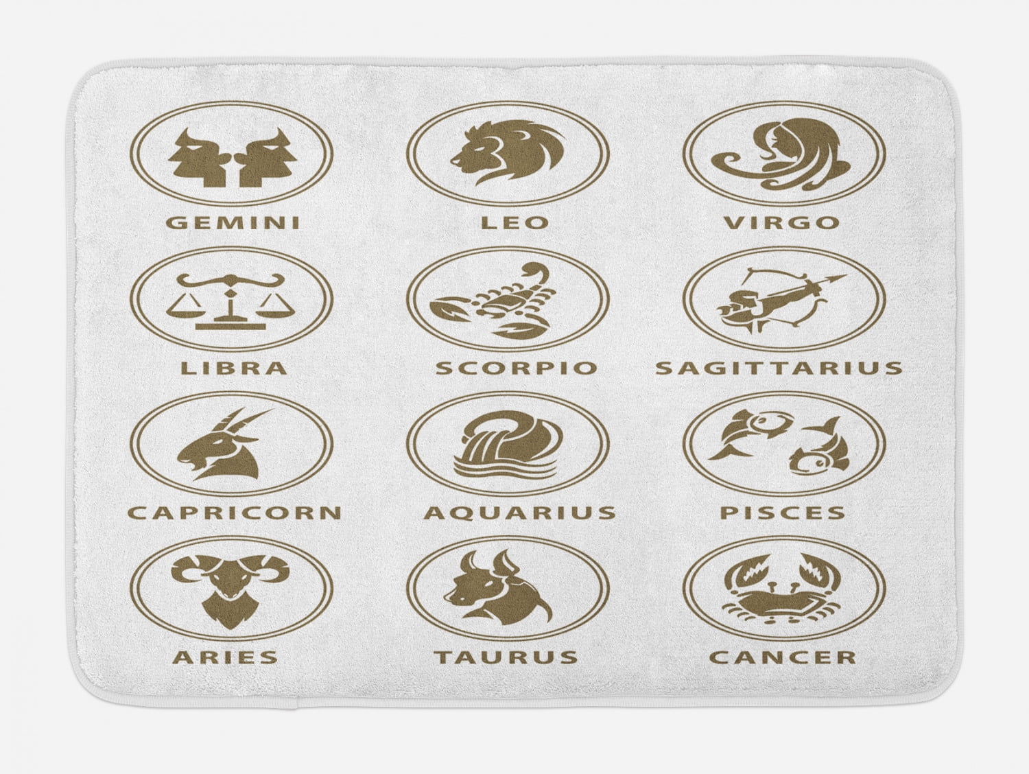 Astrology Bath Mat, Classic Zodiac Chart with Astrologicy Signs