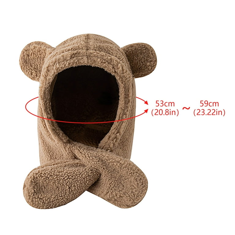 haxmnou winter cartoon bear ears plush hat velvet thickened