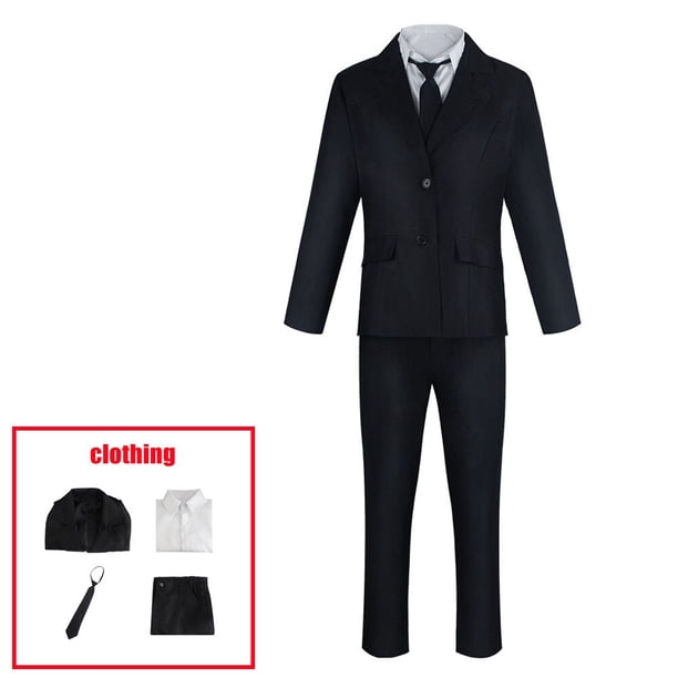 Disfraz de motosierra de Anime para hombre, traje negro, uniforme informal, cazador de demonios, Halloween, Carnaval, ropa de fiesta