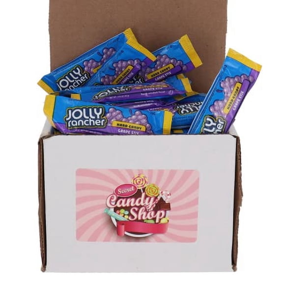 SECRET CANDY SHOP Jolly Rancher Flavor Hard Candy Bulk in Box (Individually Wrapped) (Grape Sticks, 1lb)