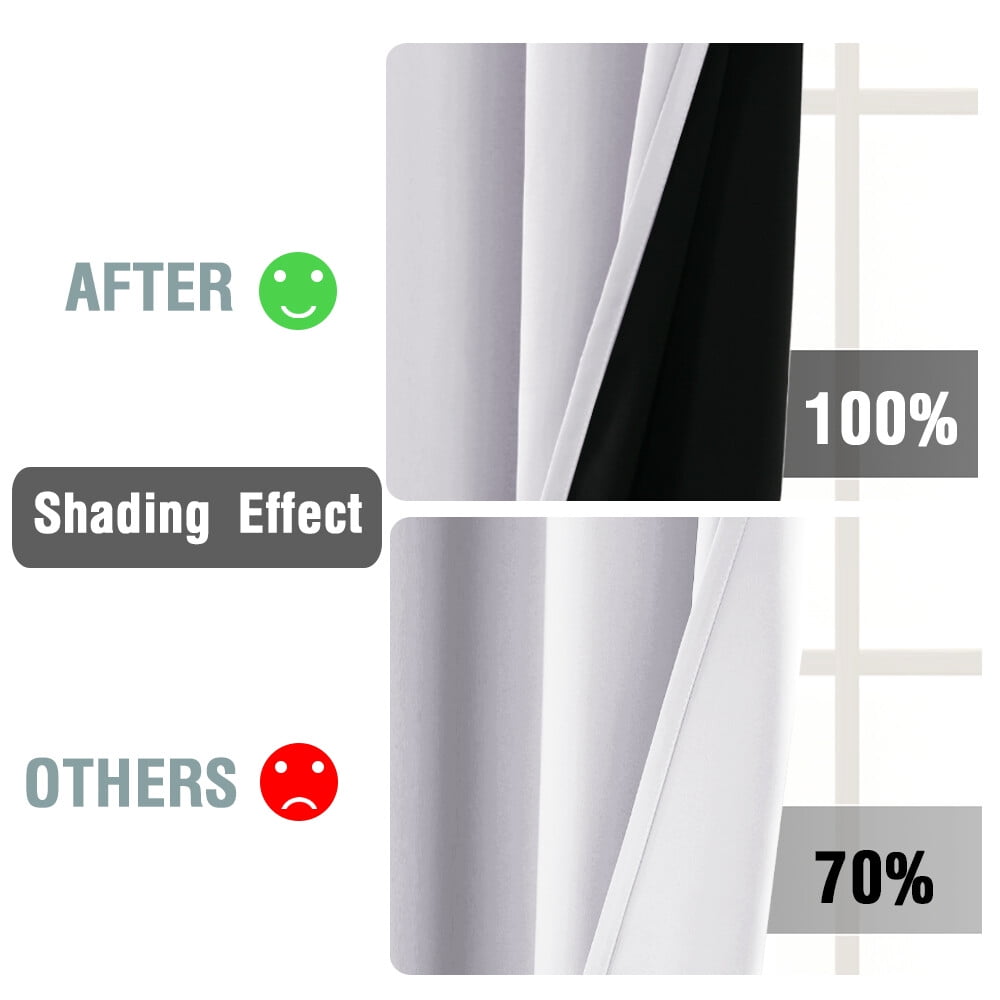 H.VERSAILTEX White 100% Blackout Lined Curtains 63 Inch Long, Noise Reducing Heat Blacking Curtain Panels for Nursery/Kid's Room 2 Panels Set, 42" x 63"