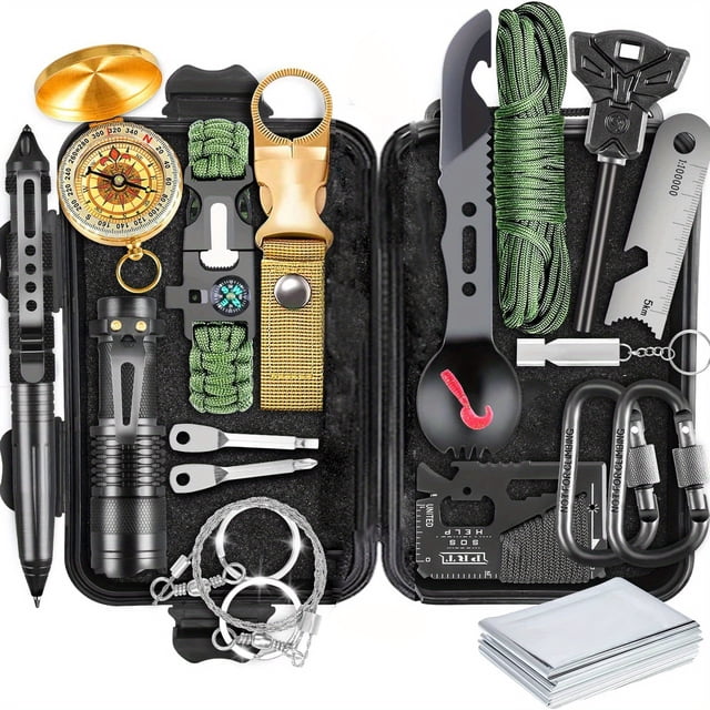 20 In 1 Survival Kits, Emergency Survival Equipment For Outdoor Fishing Hunting Camping, Birthday Gift, Father's Gift For Men Dad Husband