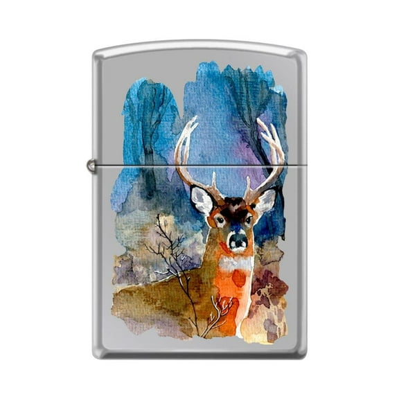 Zippo Lighter - Personalized Custom Message Engraved on Backside for Deer Design Autumn High Polish Chrome #Z5262