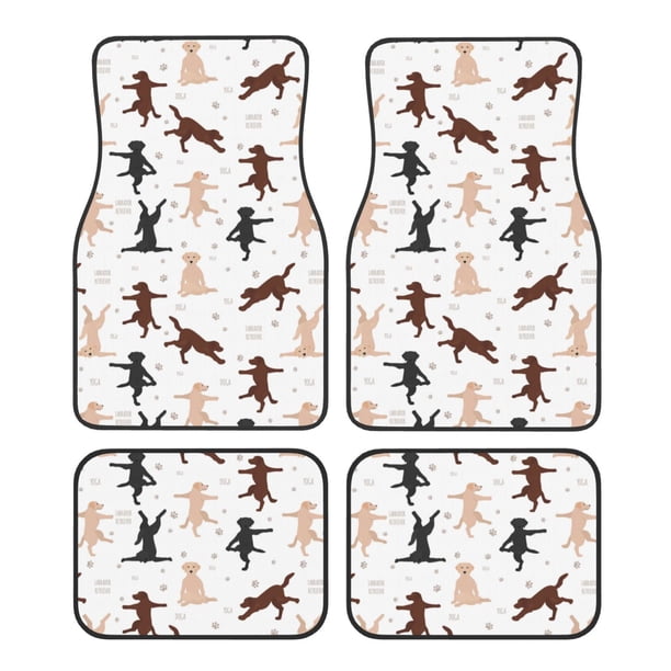 Fotbe Yoga Labrador Retriever Juego de 4 Tapetes para Auto con Estampado – Alfombrillas de Goma Reforzada, Diseño Antideslizante, Protección para Todo el Año – Vehículos, Autos, Camionetas y SUVs