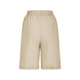 thumbnail image 6 of Lenpel Bermuda Shorts for Women Elastic High Waisted Drawstring Button Front Knee Length Shorts Summer Casual Shorts with Pockets, 6 of 7