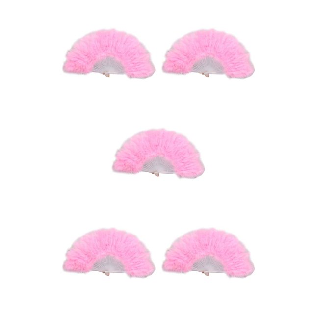 Redempat Feather Fan Decoration Craft Parties Handheld Ornament Decorative Fans Elegant Dance Performance Accessory Adult Pink 5Set