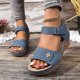 thumbnail image 2 of Bmisegm Women's Summer Fashion Solid Leather Open Toe Sandals Casual Comfortable Light Sandals Womens Sandals Summer Blue 8, 2 of 7