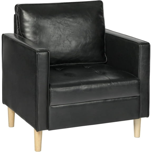 Coewske Faux Leather Accent Arm Chair Upholstered Comfy Single Sofa Chair Black