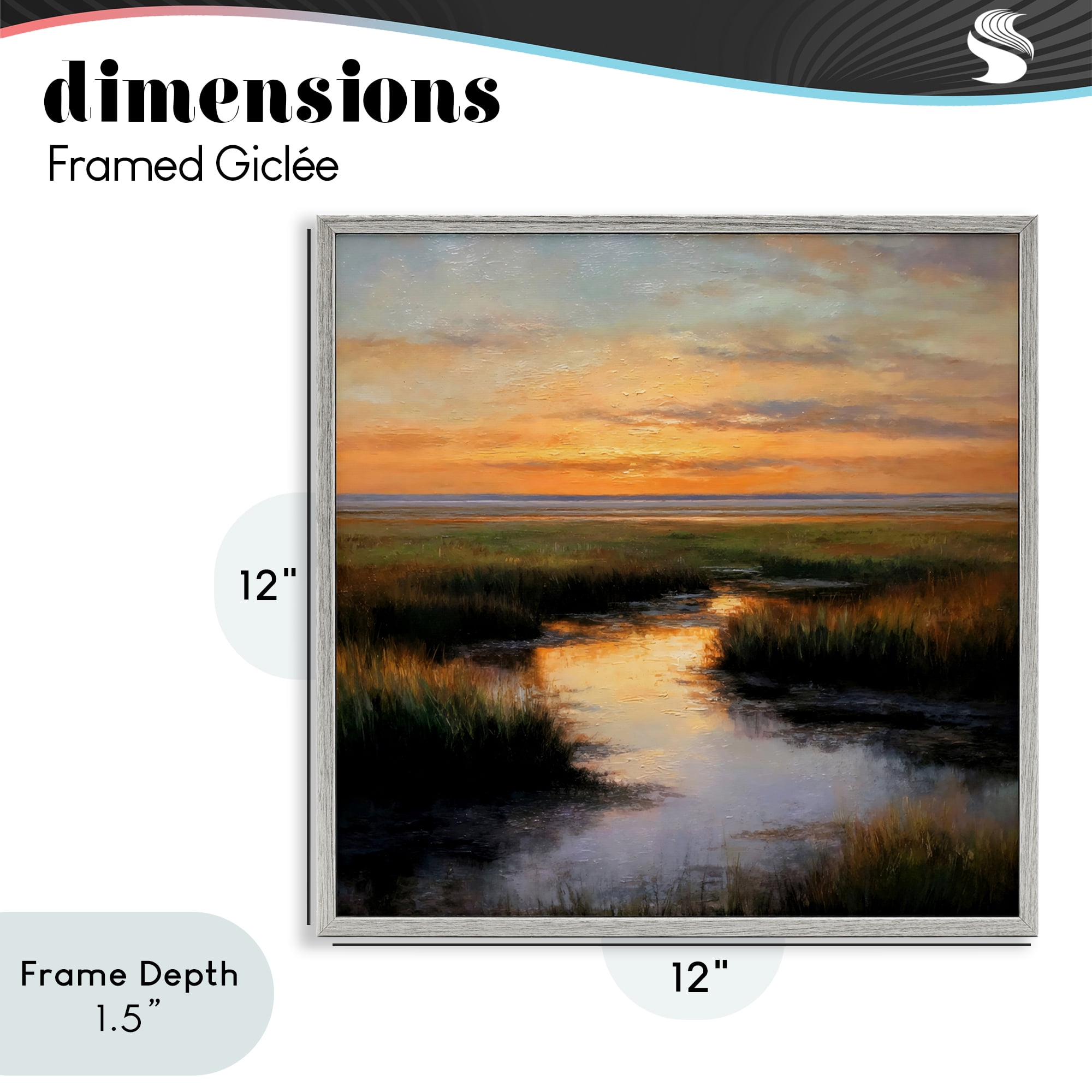 Stupell Industries Warm Marshland Sunset Gray Framed Giclee Art, design by Petal Prints Design