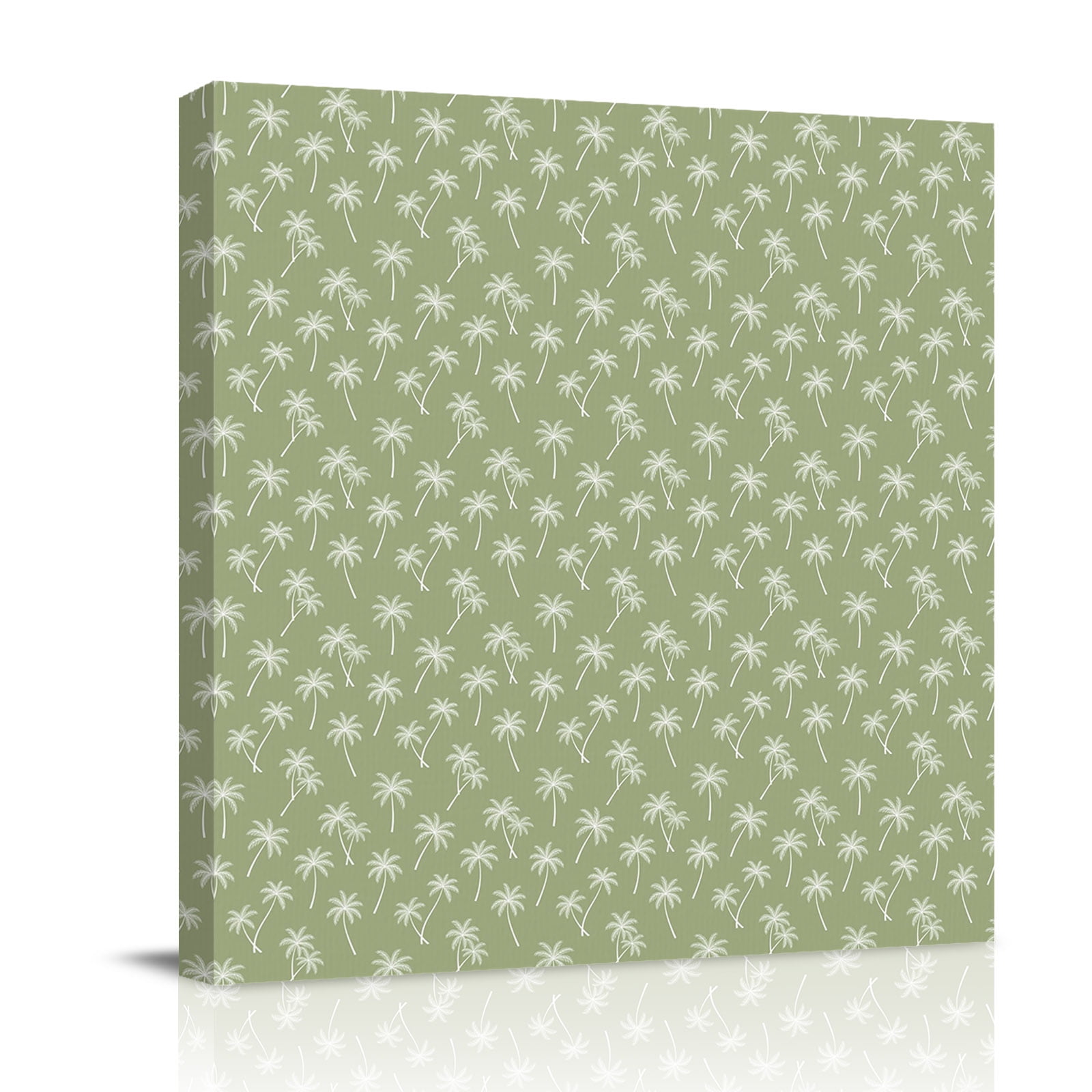 Canvas Wall Art Palm Trees Framed Canvas Prints for Bathroom Desk Tropical Rustic Plants Simple Sage Green Small Gallery Wrapped Wall Decor for Home Office Gifts 8 x8 Ship Next Day